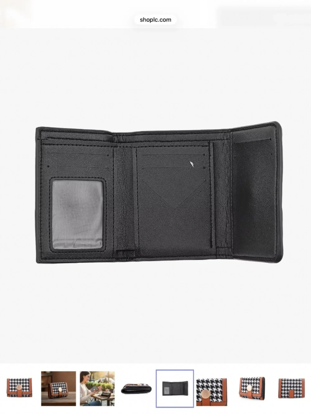 BY:KY Black Houndstooth Pattern Faux Leather Wallet NWT